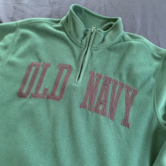 Old Navy Performance Fleece Pullover Quarter Zip Teal Black Logo XL Gorpcore - Picture 2 of 9